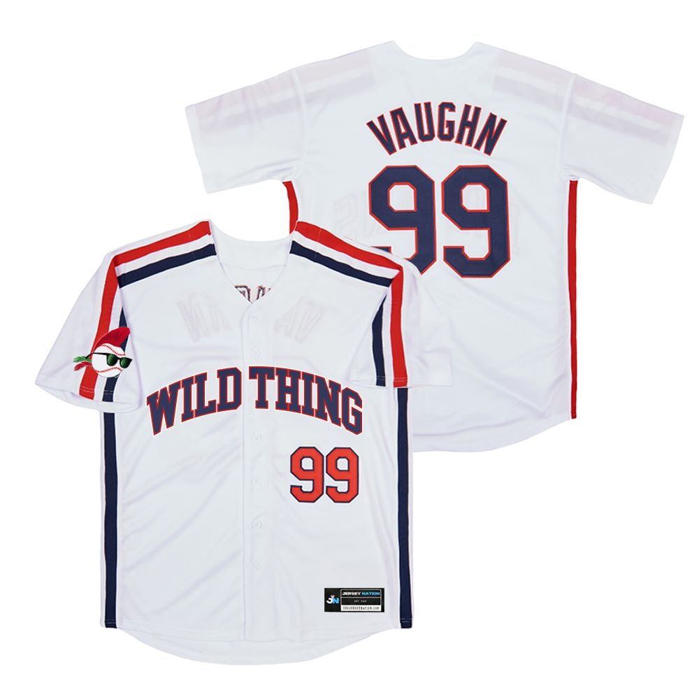 RICKY WILD THING VAUGHN  Cleveland Indians Majestic Cooperstown Baseball  Jersey