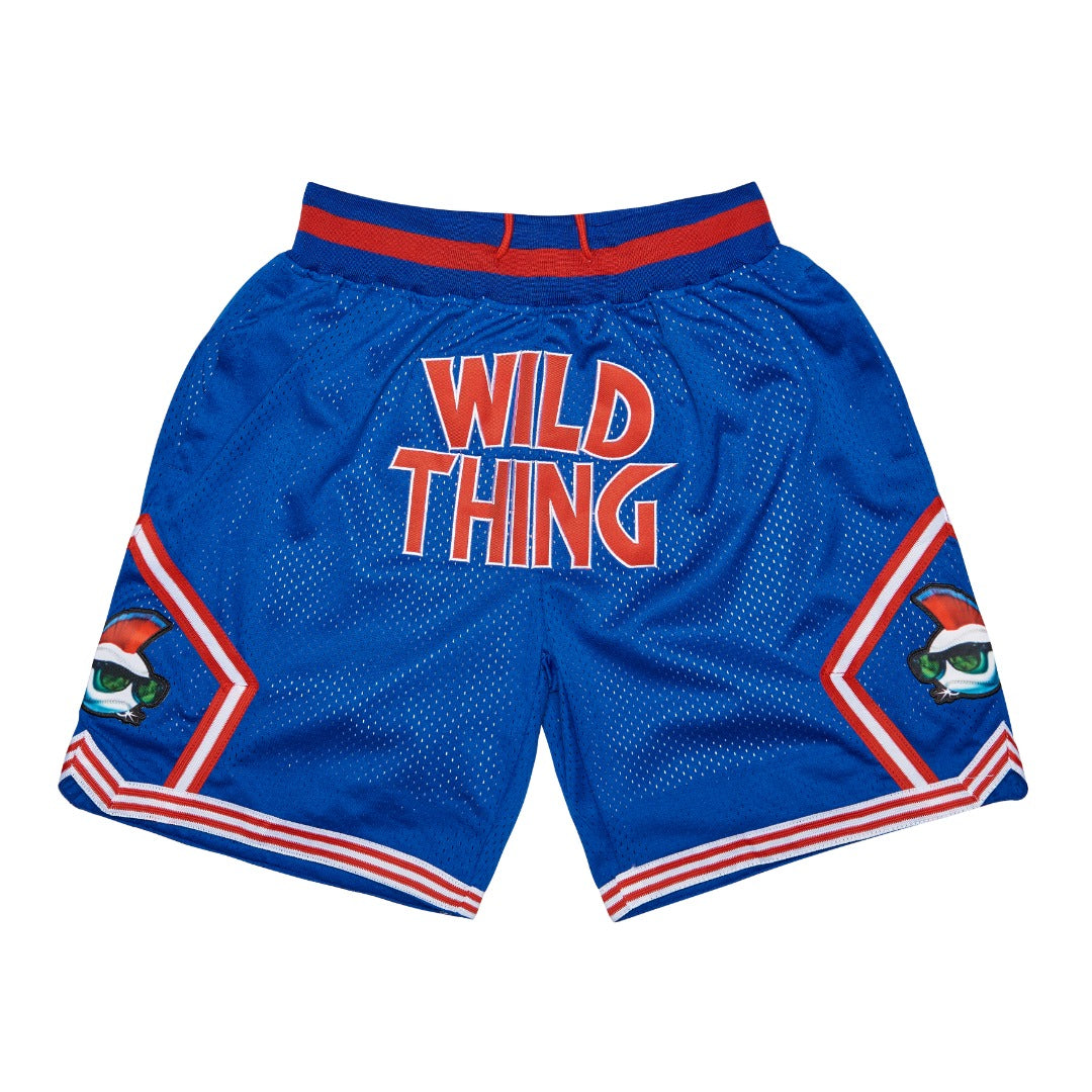 RICKY VAUGHN WILD THING MAJOR LEAGUE MOVIE EMBROIDERED NAV BASKETBALL  SHORTS NWT