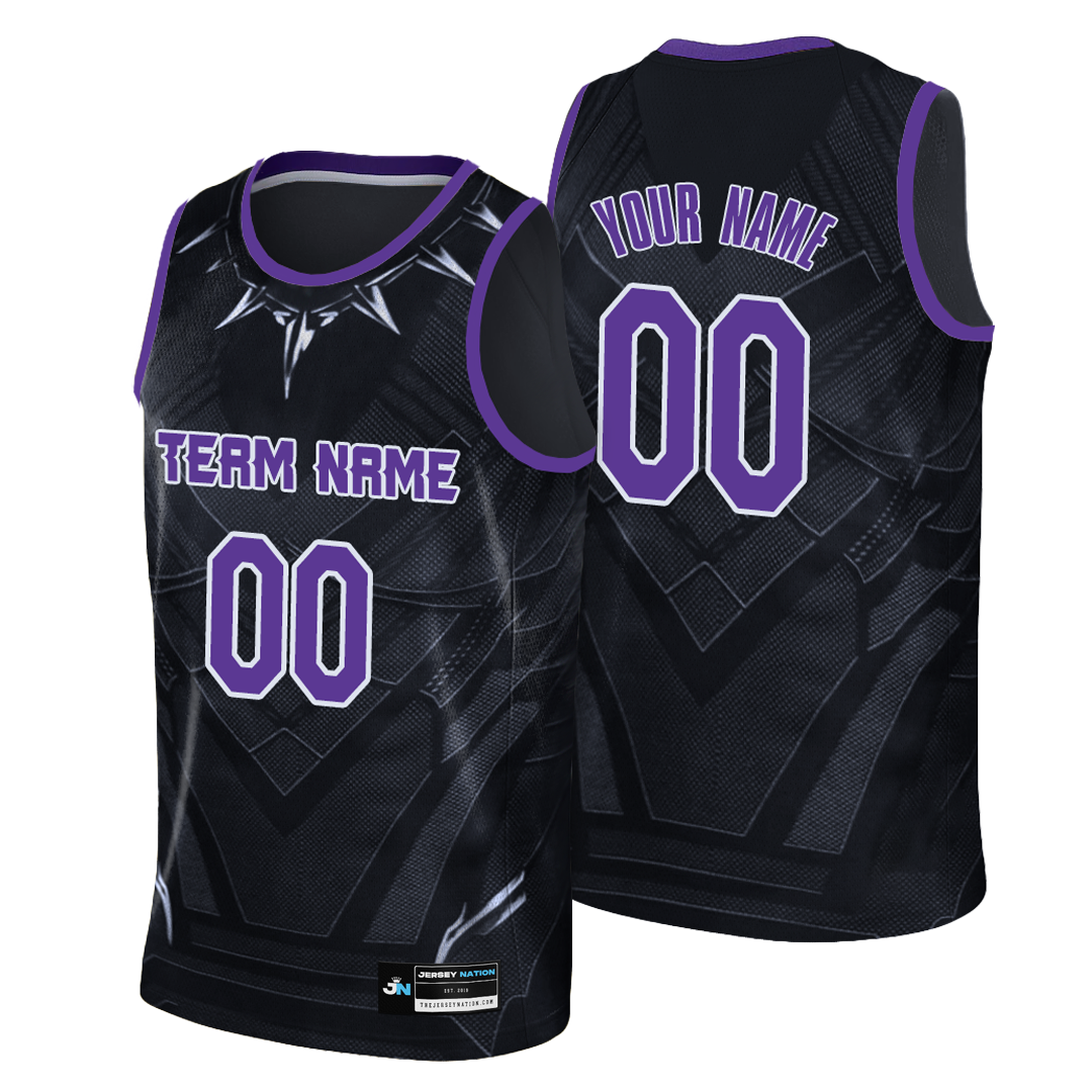 The Jersey Nation Black-Purple Custom Basketball Jersey - Youth L