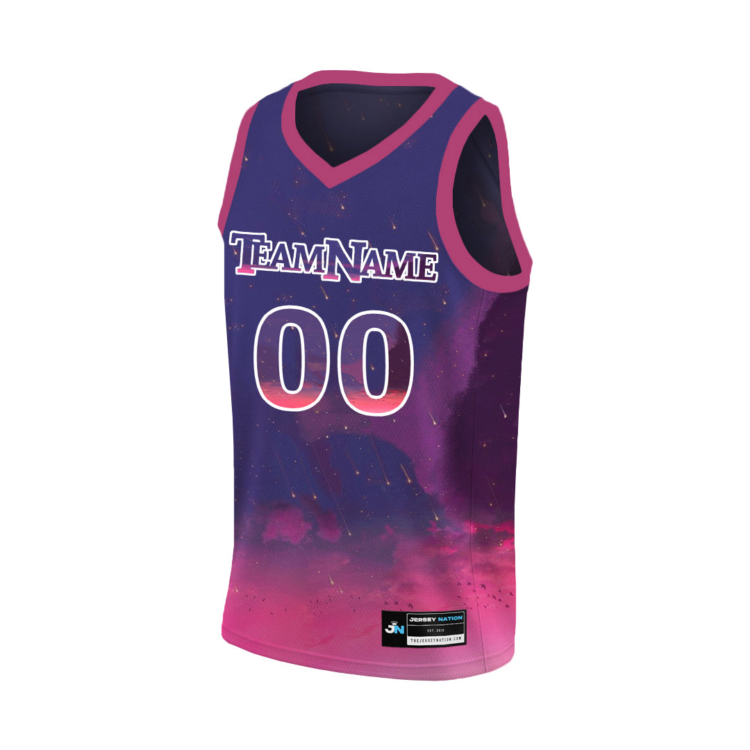 Custom USA Galaxy Basketball Jersey Black With Red/white 