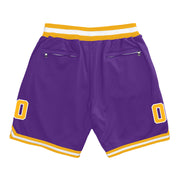 Purple Gold-White Custom Basketball Shorts