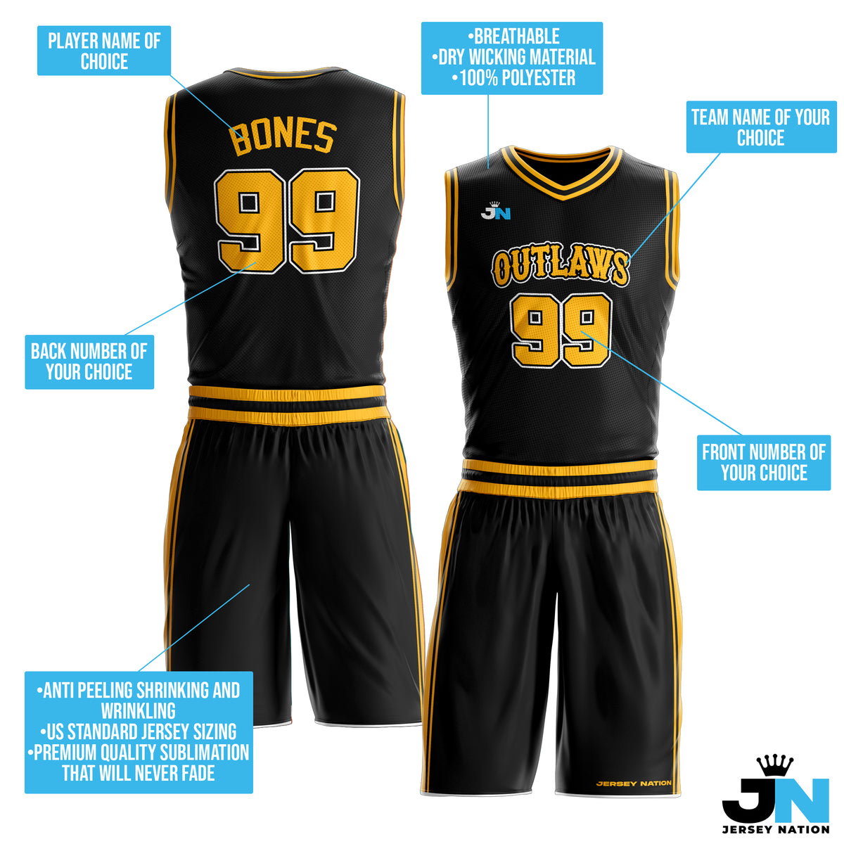 Basketball Beauties Black, Yellow, Grey Custom Basketball Uniforms, Jerseys,  Shorts