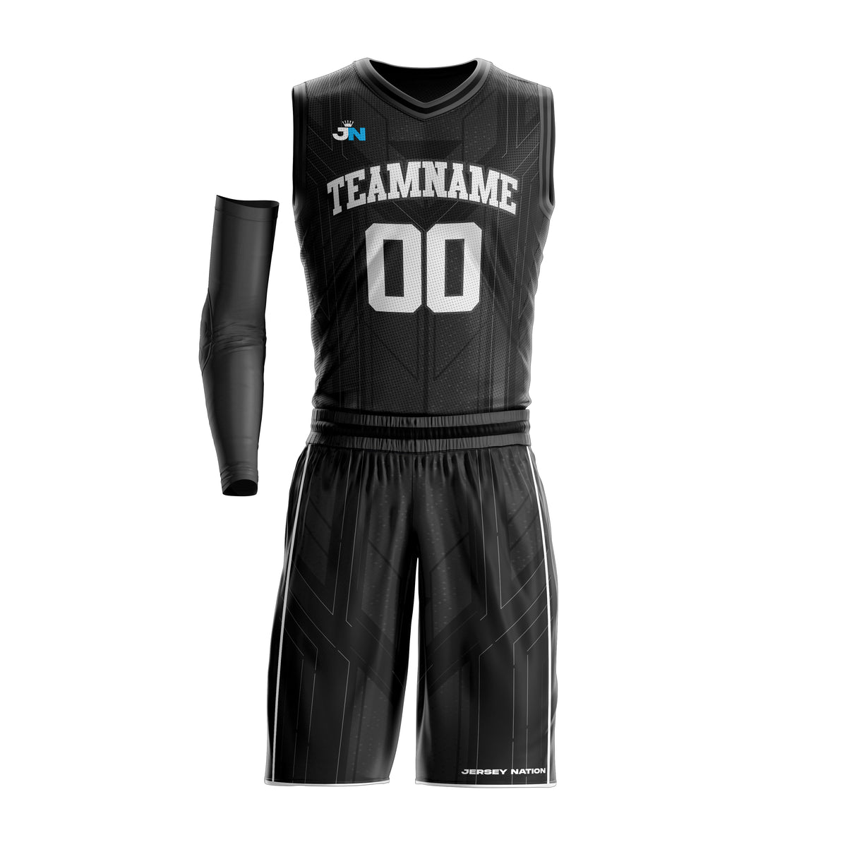 Custom Basketball Bulk Team Jersey and Shorts Set Midnight Black