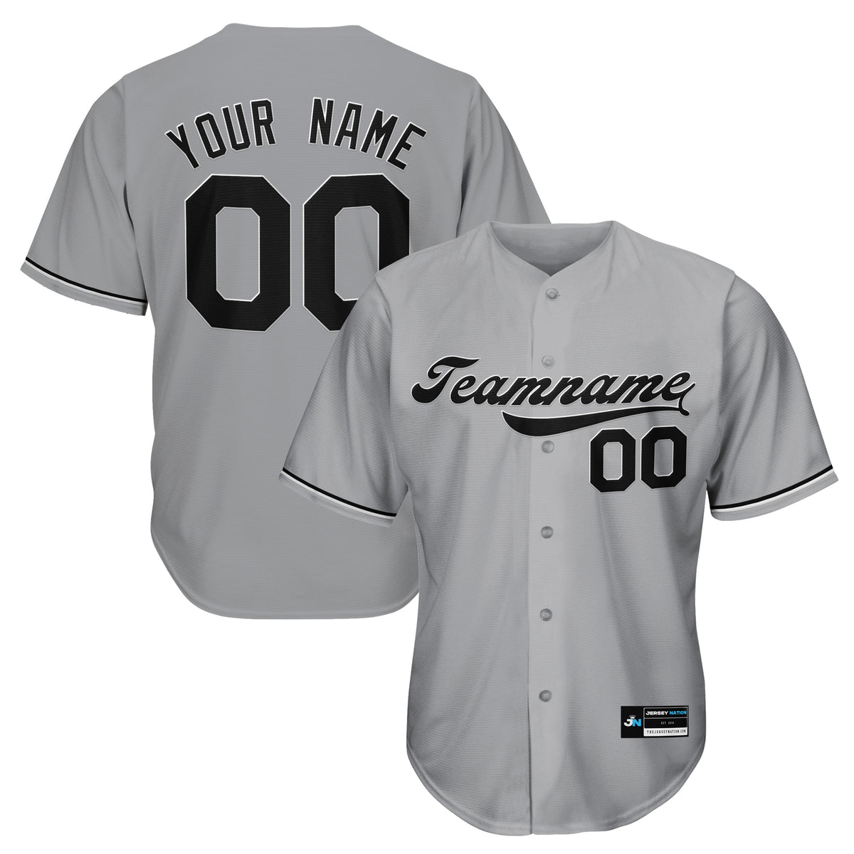 Dark Gray Embroidered Baseball Jersey