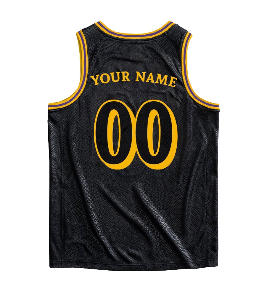 The Jersey Nation Black-Gold Snakeskin Custom Basketball Jersey - XL