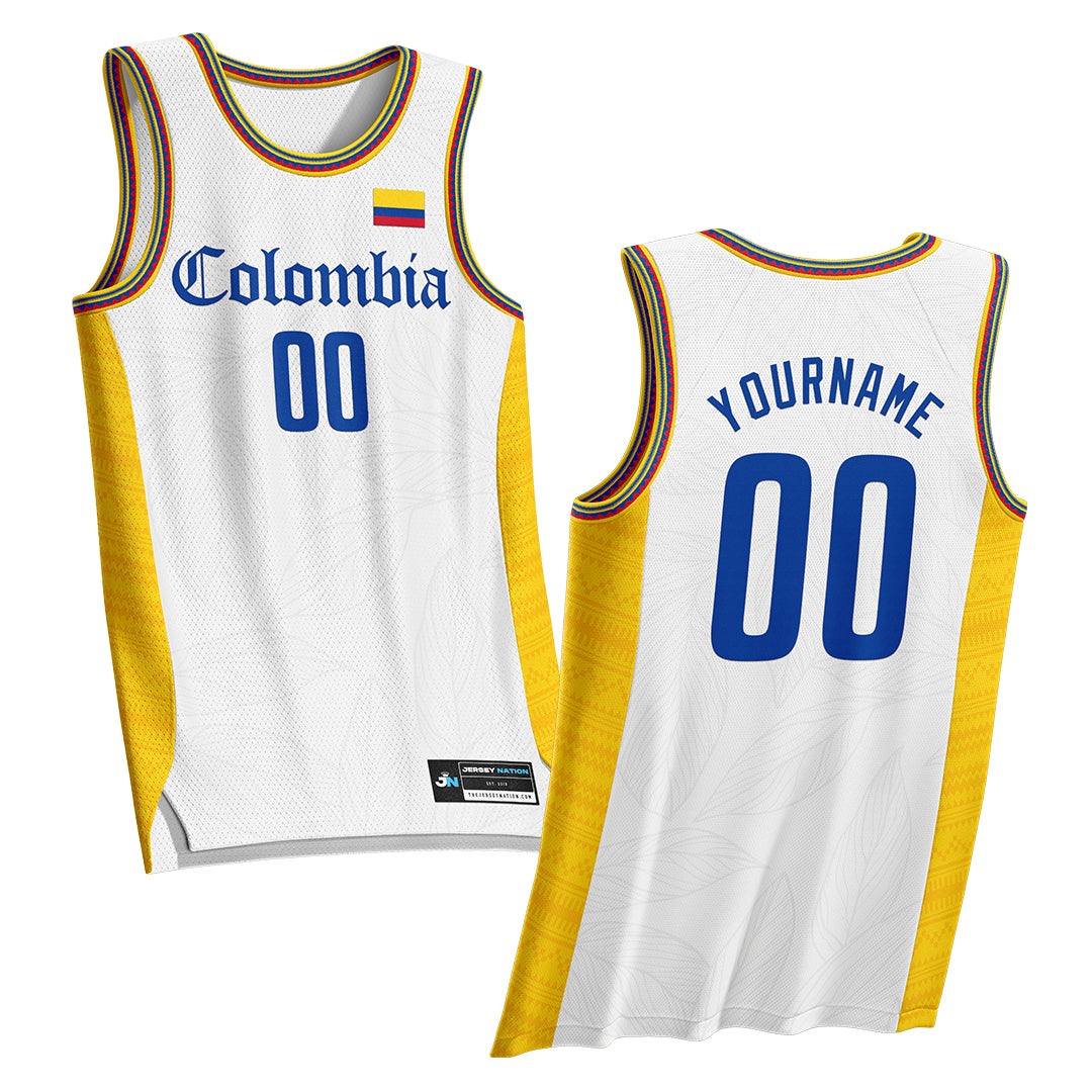 Colombia White Custom Basketball Jersey