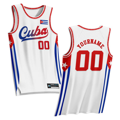 Cuba White Custom Basketball Jersey