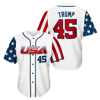 Donald Trump #45 USA White Baseball Jersey
