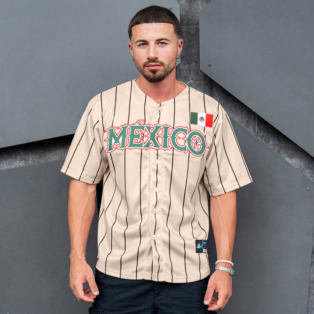 Mexico Custom Beige Baseball Jersey