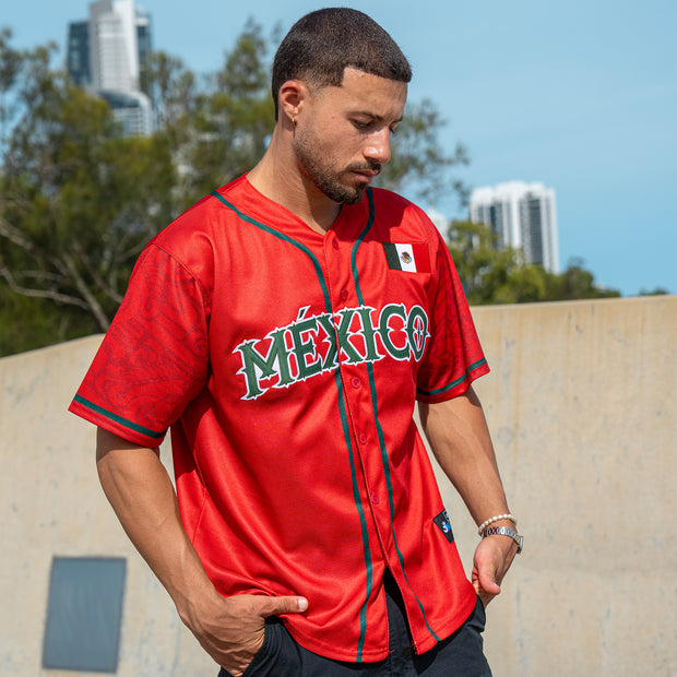 Mexico Custom Red Baseball Jersey