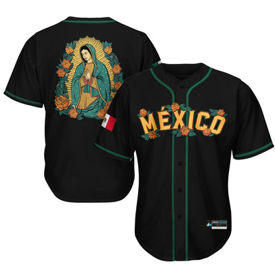 Mexico Lady Guadalupe Black Baseball Jersey