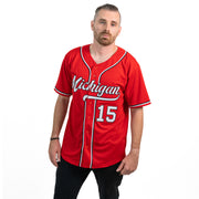 Red-White Custom Baseball Jersey