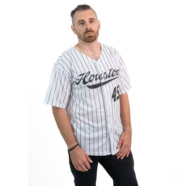 White-Black Pinstripe Custom Baseball Jersey