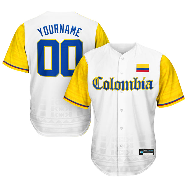 Colombia White Custom Baseball Jersey