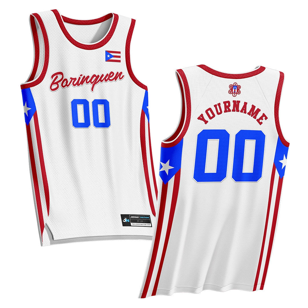 Puerto Rico White Custom Basketball Jersey