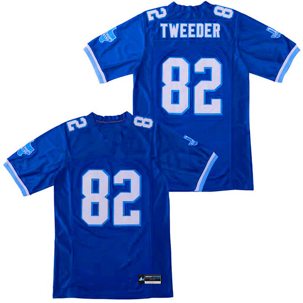  BORIZJERSEY Men's 82 Charlie Tweeder Varsity Blues Movie West  Canaan Coyotes Football Jersey Stitched Blue Size S : Sports & Outdoors