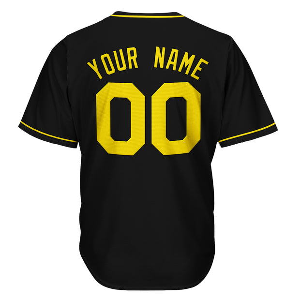 Black-Yellow Custom Baseball Jersey