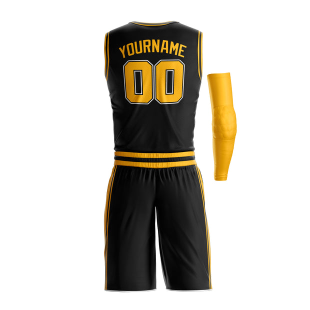 Custom Basketball Bulk Team Jersey and Shorts Set - Black/Yellow
