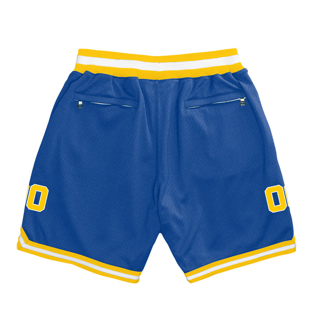 Blue Yellow-White Custom Basketball Shorts
