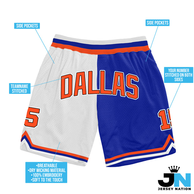 Orange Blue-White Custom Basketball Shorts
