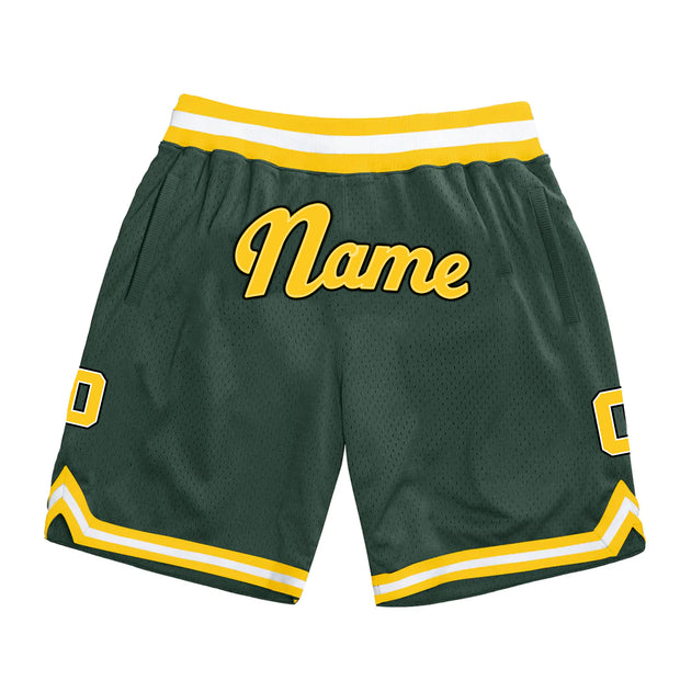 Green Yellow-White Custom Basketball Shorts