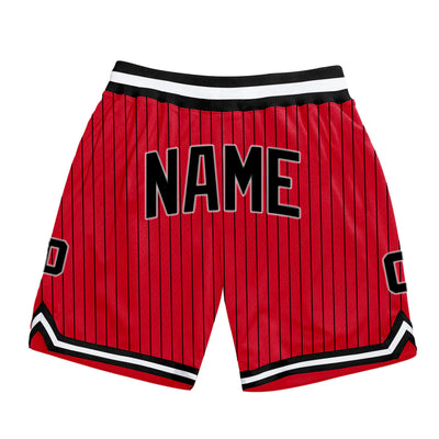 Red-Black Pinstripe Custom Basketball Shorts