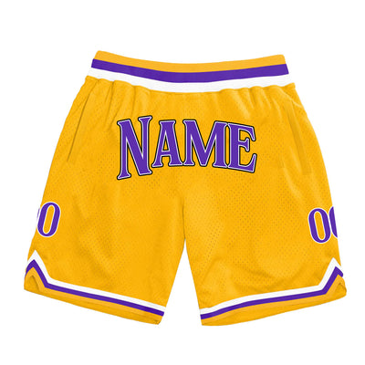 Yellow Purple-White Custom Basketball Shorts
