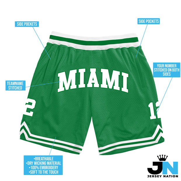 Green-White Custom Basketball Shorts