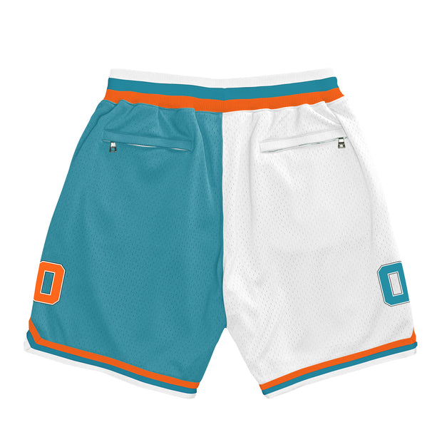 Orange, Teal-White Custom Basketball Shorts