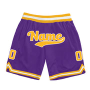 Purple Gold-White Custom Basketball Shorts