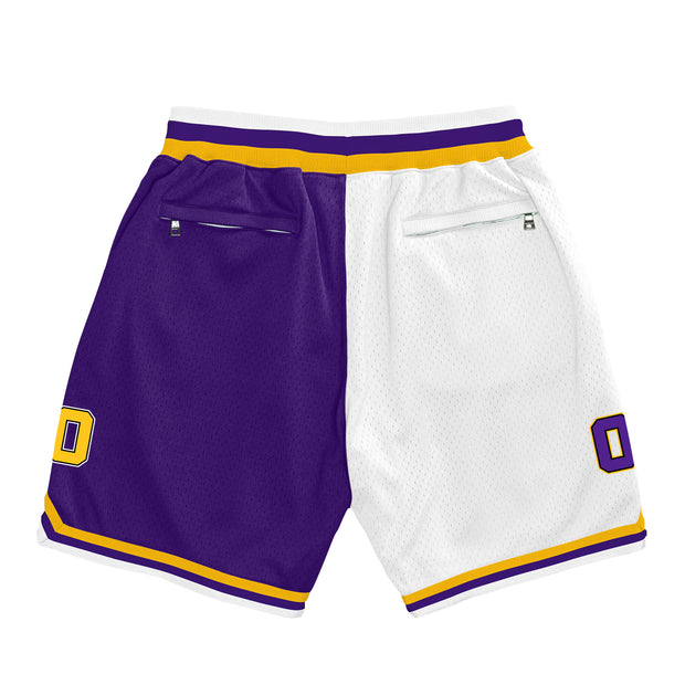 The Jersey Nation Yellow Purple-White Custom Basketball Shorts - S