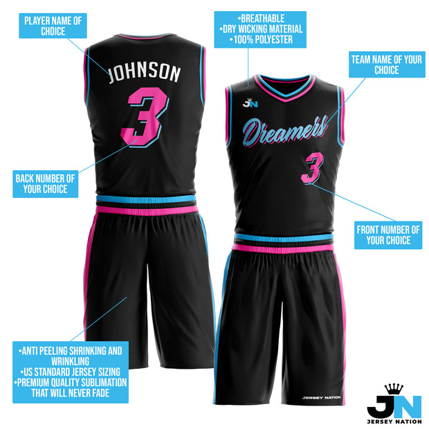 Vice City Black Custom Basketball Team Uniform Set