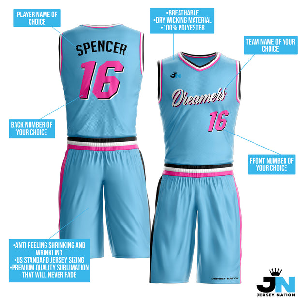 Vice City Blue Custom Basketball Team Uniform Set