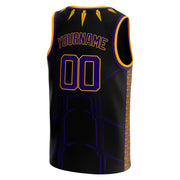 Black Purple-Gold Custom Basketball Jersey