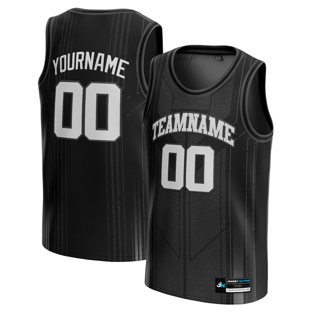 The Jersey Nation Black-White Custom Basketball Jersey - Youth L