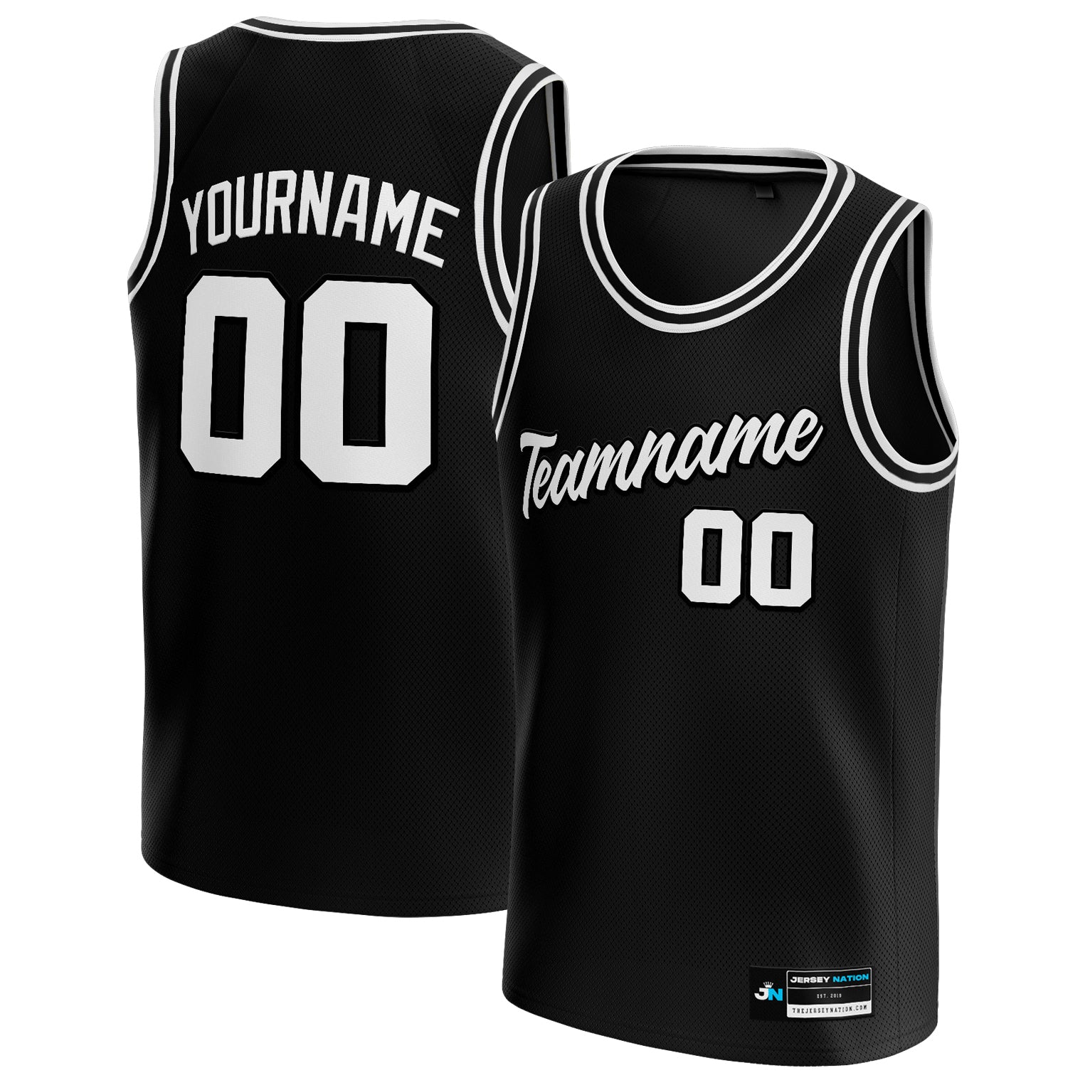 The Jersey Nation Black-White Custom Basketball Jersey - Youth XL