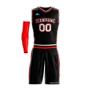 Black-Red Custom Basketball Bulk Team Jersey and Shorts Set