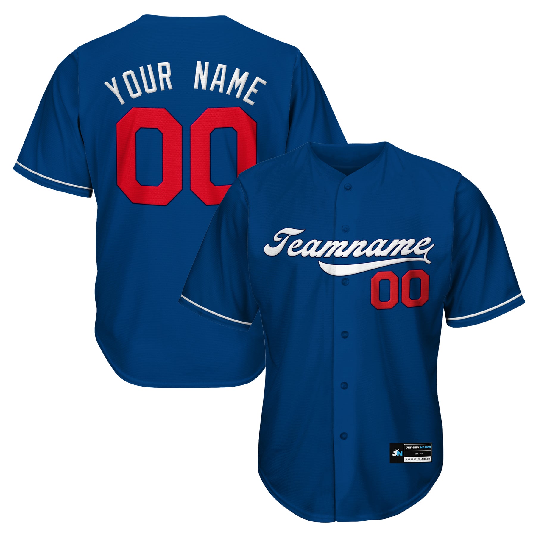 red and blue baseball uniforms