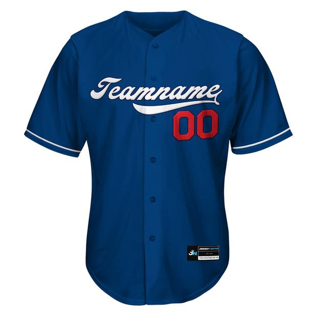 Blue White-Red Custom Baseball Jersey