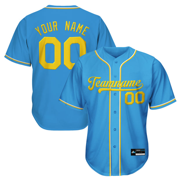 Blue-Yellow Custom Baseball Jersey