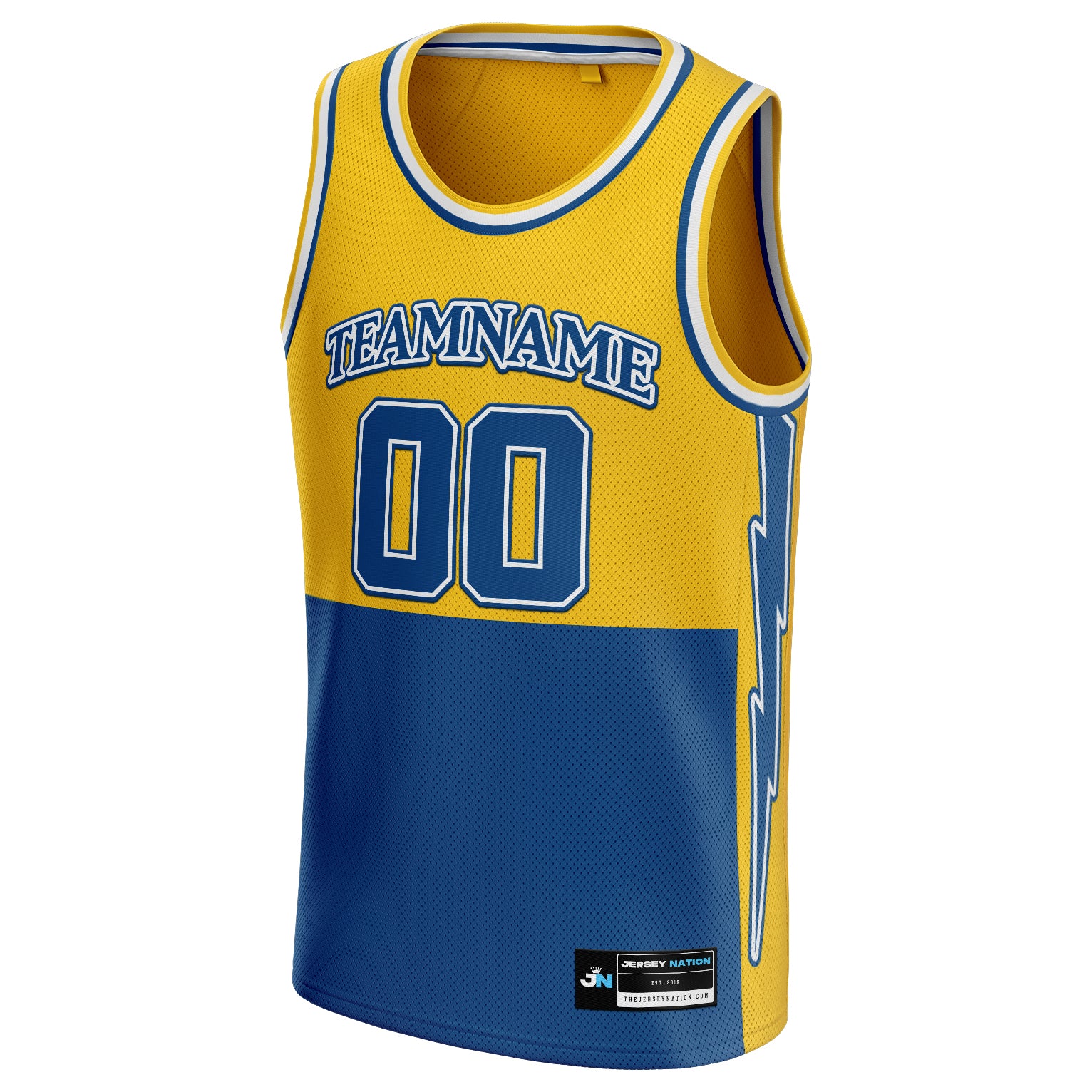 The Jersey Nation Yellow-Blue Custom Basketball Jersey - Youth XL