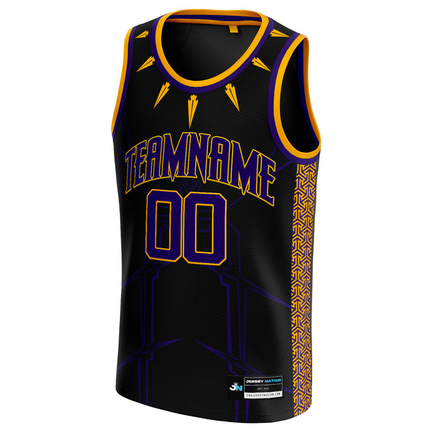 Custom Purple White-Gold Authentic Throwback Basketball Jersey Discount