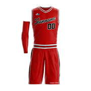 Red-White Custom Basketball Bulk Team Jersey and Shorts Set