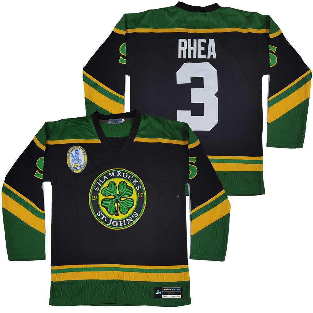  3 Ross The BOSS Rhea ST John's Shamrocks Stitched Hockey Jersey  with EMHL Patch White Green (Small, 3 Black) : Clothing, Shoes & Jewelry