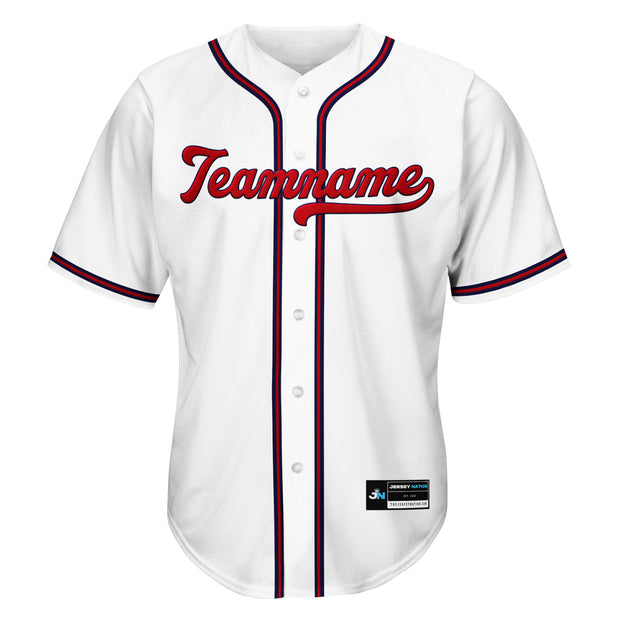 White-Red Custom Baseball Jersey